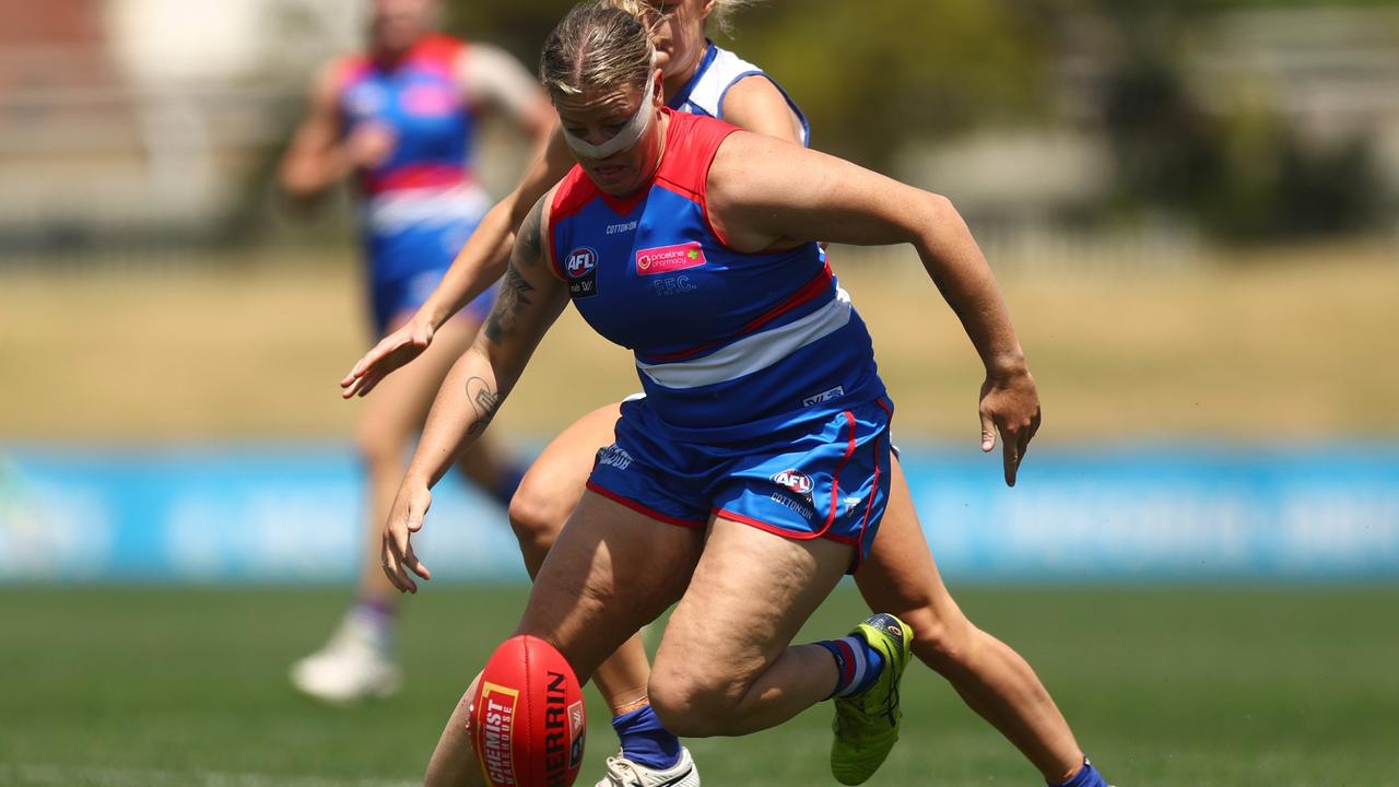 Hannah Scott’s Bulldogs and all other existing AFLW clubs will be vulnerable to losing talent under the league’s special expansion club rules. Picture: AFL Photos/via Getty Images