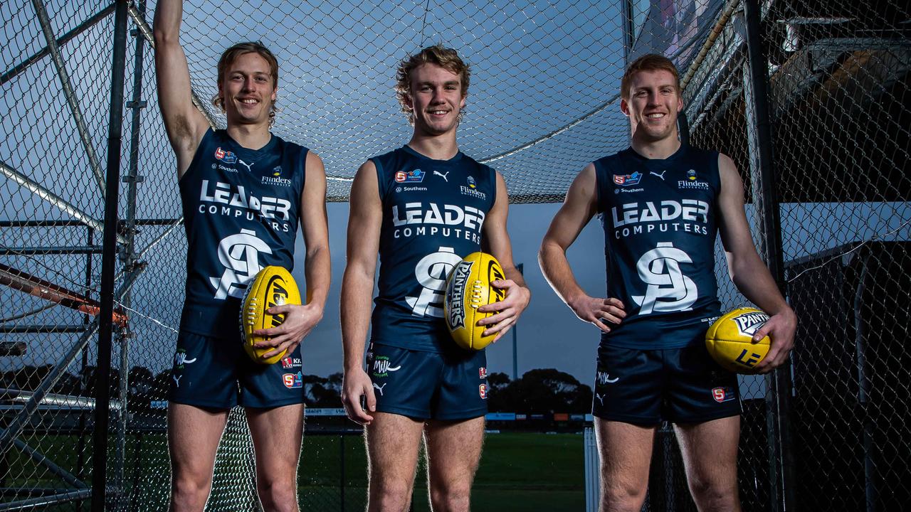 South Adelaide young guns Arlo Draper, Jason Horne and Matthew Roberts. Picture: Tom Huntley