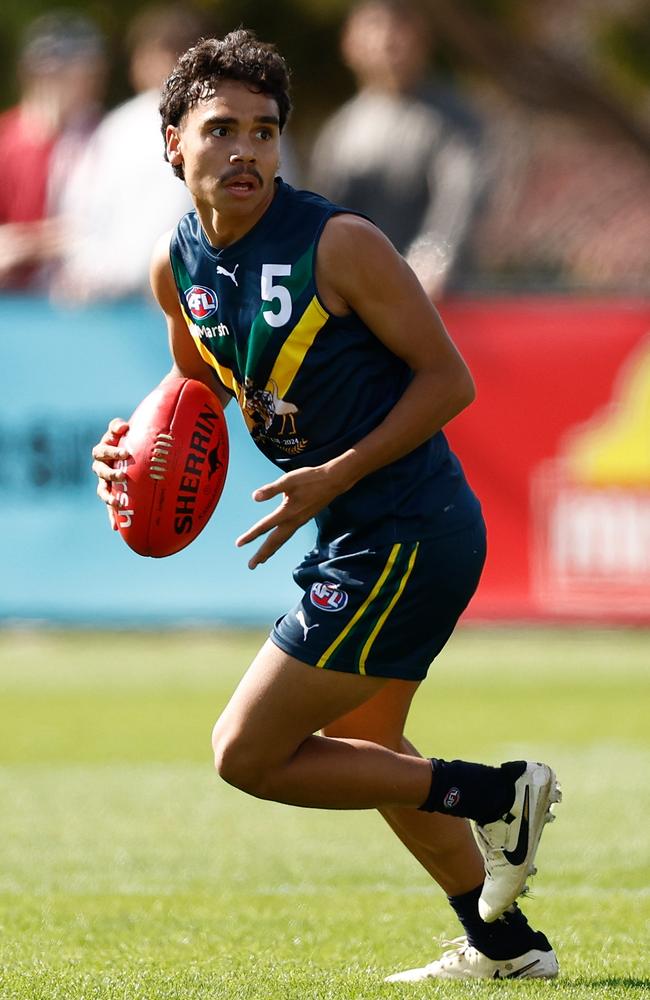 Malakai Champion is one of the few WA prospects who is looking like he could be drafted. Picture: Michael Willson/AFL Photos via Getty Images.