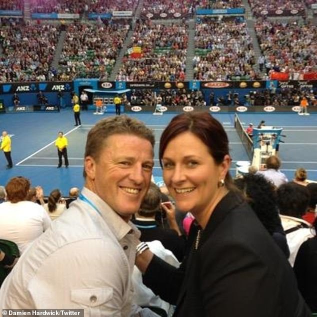 Damien Hardwick and wife Danielle (pictured at the Australian Open in happier times) have three children together