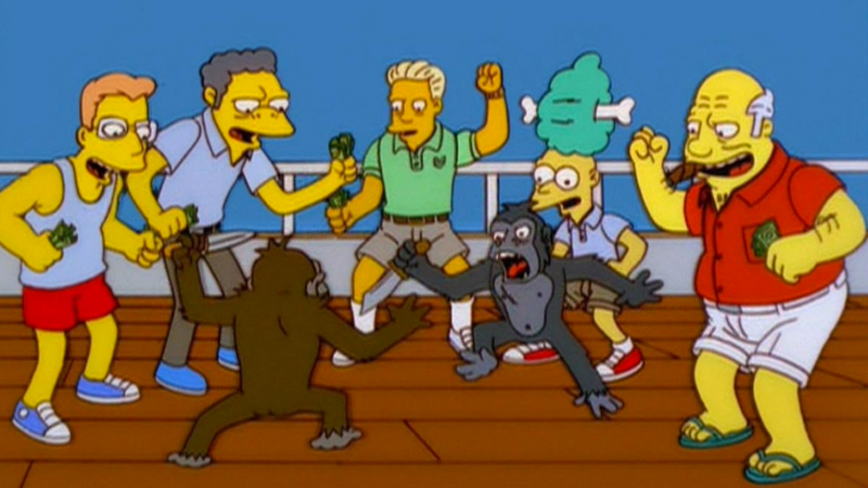 Image result for simpsons monkey fight