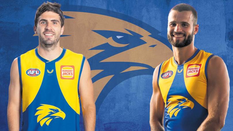 Andrew Gaff, left, in the early-shipment Castore jumper and Josh Rotham, right, in the Burley Sekem-made version.