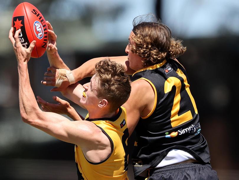 Lochie Paton takes a grab during last year’s AFL Draft All-Stars series.