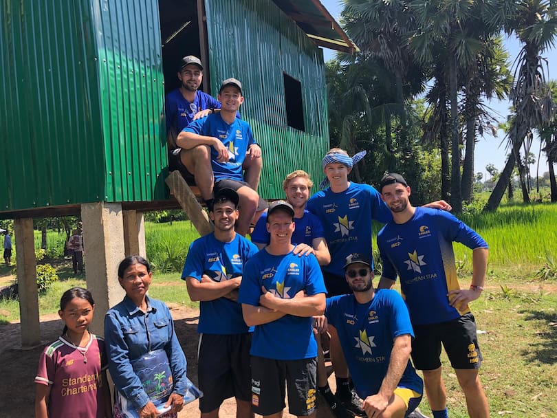 Some of the West Coast Eagles that took part in the trip to Cambodia.