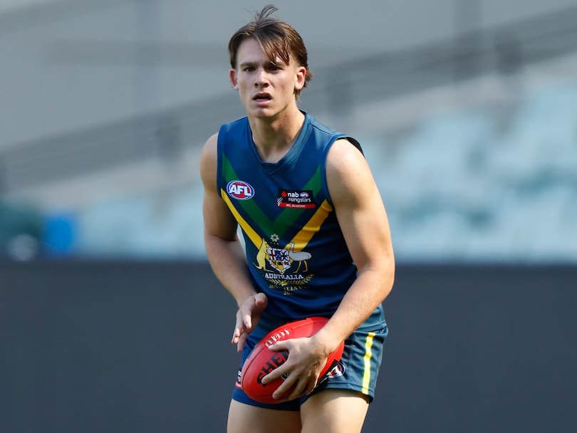 Victorian midfielder Caleb Serong representing the NAB AFL Academy in 2019.