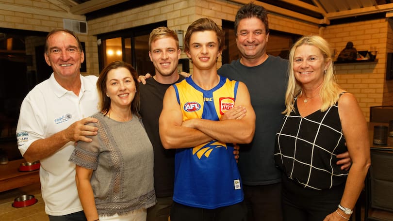 West Coast recruit Ben Johnson with parents Karen and Steve, right, cousin Ryan Michalczyk and aunt and uncle George and Rita Michalczyk.