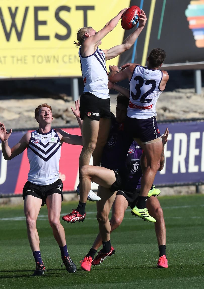 Hayden Young takes a screamer.