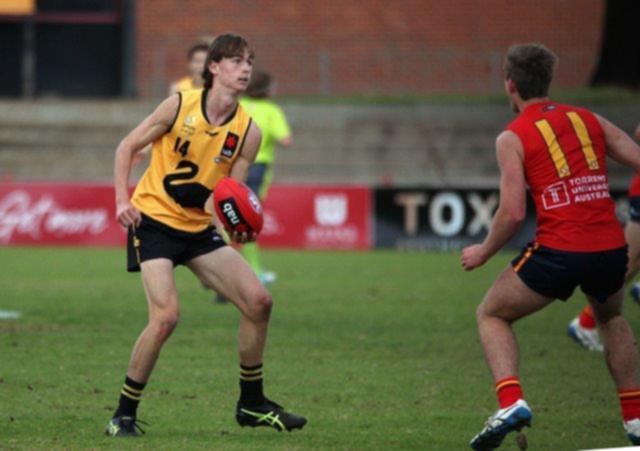 Sam Gilbey in action for WA against South Australia in the national under-17s carnival opener in Adelaide.