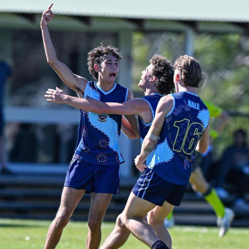 Hale's Conrad WIlliams celebrates a goal.