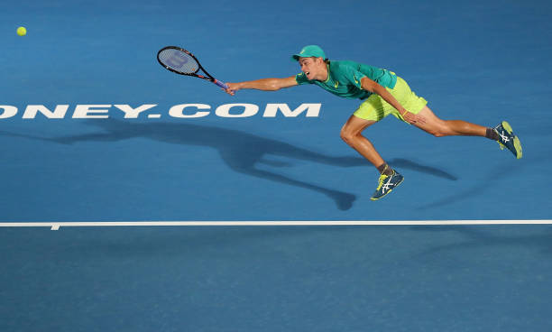 alex-de-minaur-of-australia-lunges-for-a-forehand-in-his-quarter-picture-id903760696