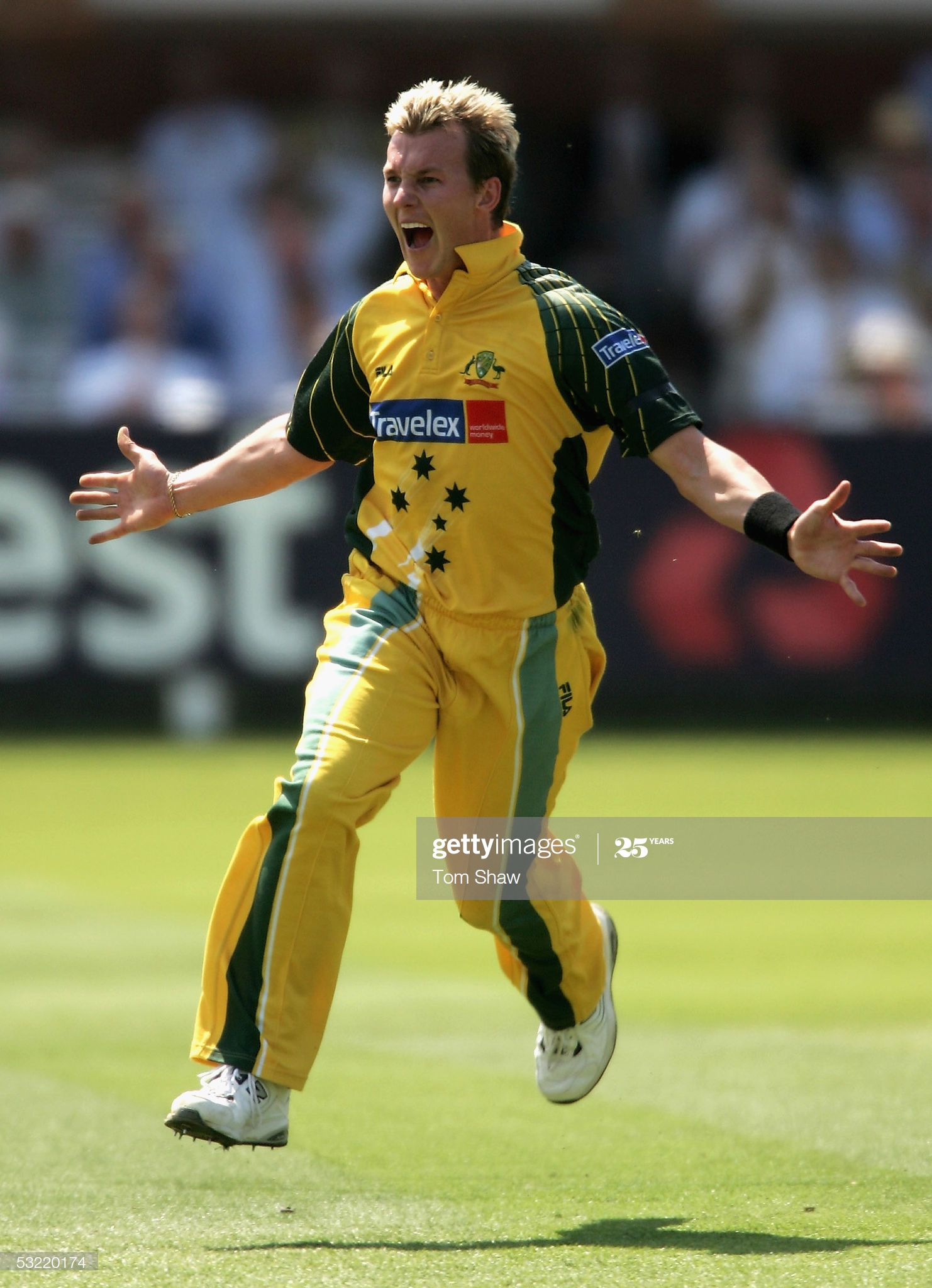 brett-lee-of-australia-celebrates-taking-the-wicket-of-ashley-giles-picture-id53220174