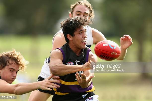 kyle-clarke-of-the-bushrangers-handballs-during-the-round-four-tac-picture-id671817824