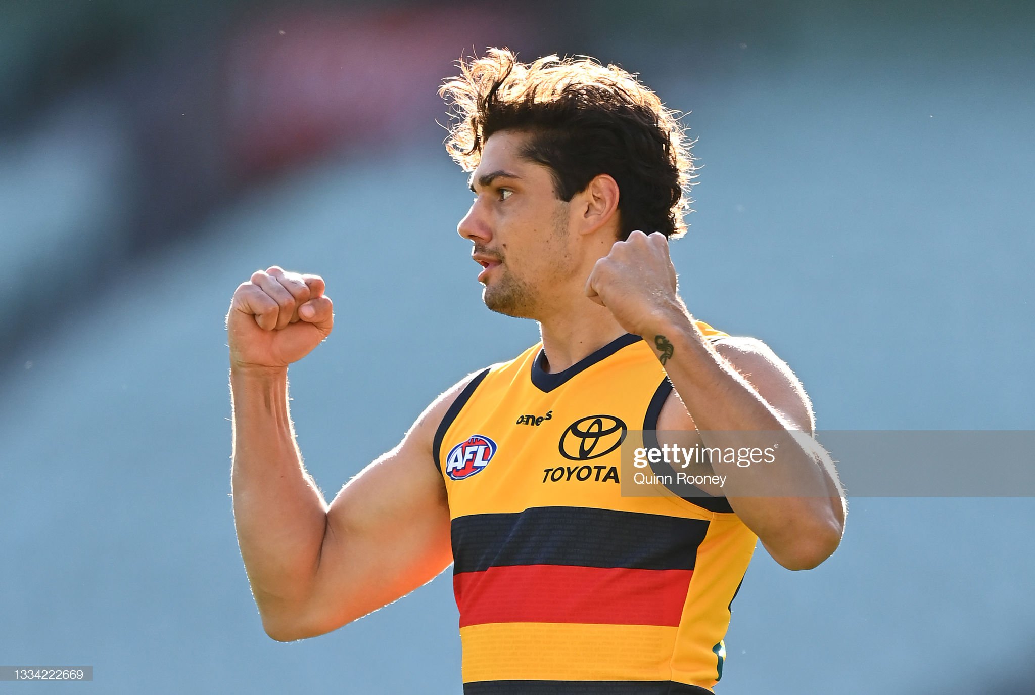 shane-mcadam-of-the-crows-celebrates-kicking-a-goal-during-the-round-picture-id1334222669