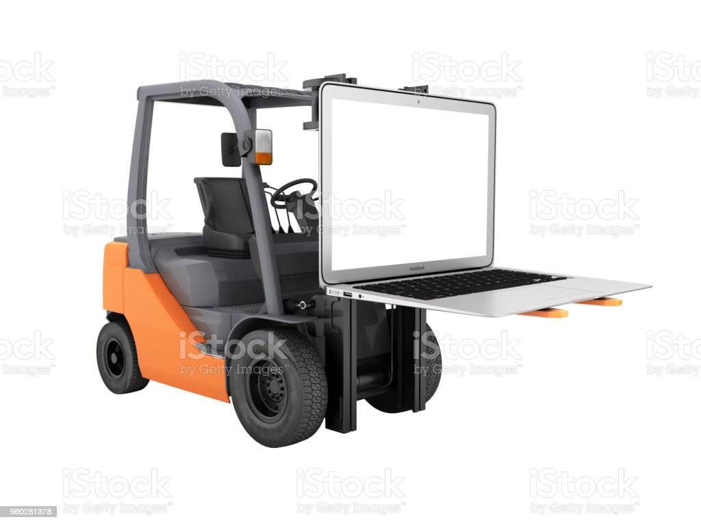 concept-logistics-of-loading-and-delivery-the-forklift-lifts-the-picture-id960281378