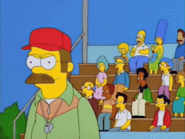 Homer Heckles Ned In The Simpsons GIF by Christmasgifs | Gfycat