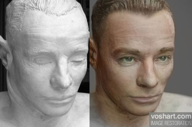 The Somerton Man's face mould and a digital image of the man it was taken from