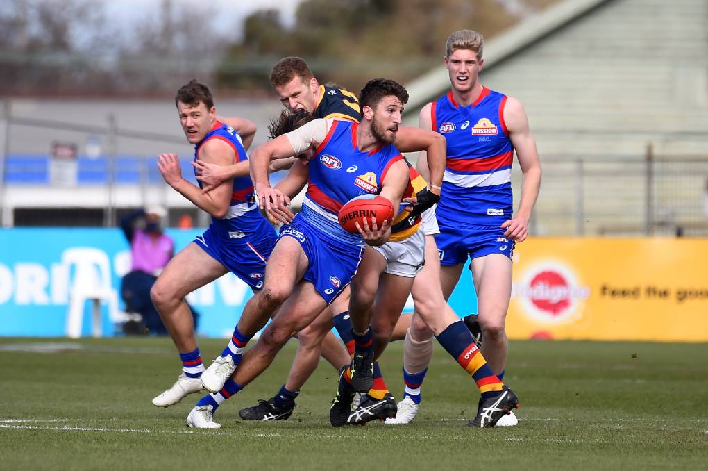 [PLAYERCARD]Marcus Bontempelli[/PLAYERCARD] during the Bulldogs last match at Mars Stadium. Picture: Adam Trafford